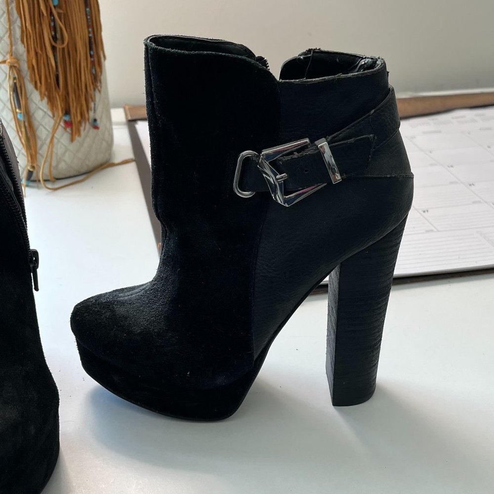 black faux suede booties 5.5 inches size 7